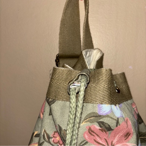 Y2K GAP Floral Drawstring Bag Cottagecore 100% Cotton Sling Bag - Picture 3 of 8